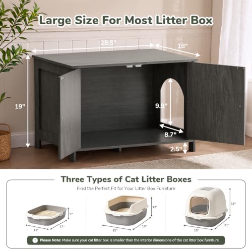 Hidden Cat Litter Box Enclosure Furniture, Dog Proof Kitty Washroom Cabinet - Image 4