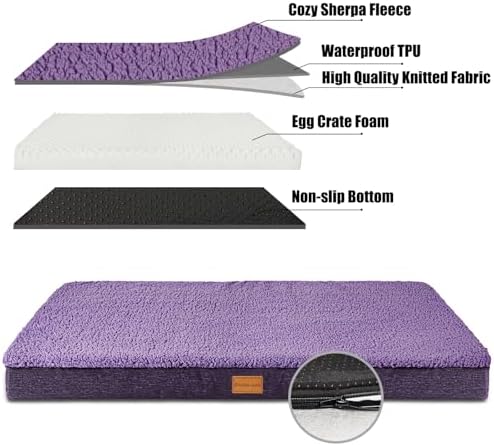 Patas Lague Orthopedic Large Dog Bed Washable Pet Sofa Mat 48''X30''Purple - Image 4