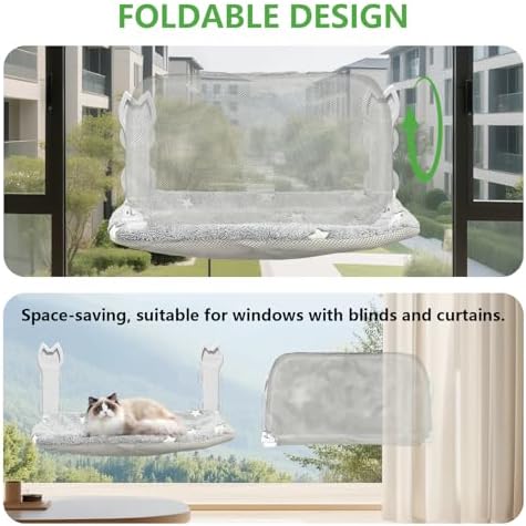 2 Pack Cat Window Perch, Glow in The Dark Foldable Cat Window Hammock - Image 5