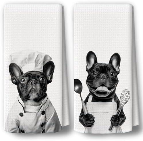 Dog Kitchen Towels Decor Set of 2 by BCUANGD