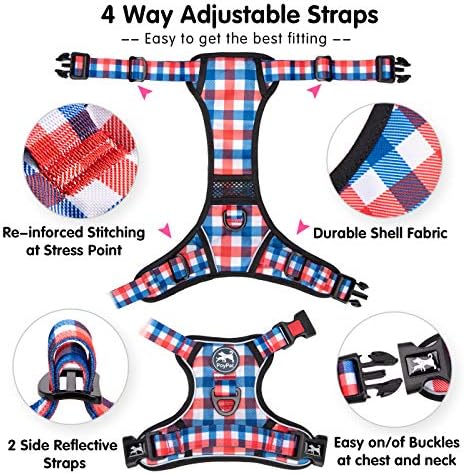 PoyPet Plaid Dog Harness Large, No Pull Vest - Image 3