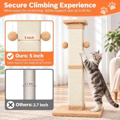 Cat Scratching Post 33 Inch Nature Sisal Cat Scratch Post - Image 6