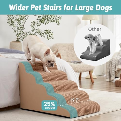COZY KISS Extra Wide Dog Stair for Small Dog, 5 Step Pet Ramp for Bed - Image 2
