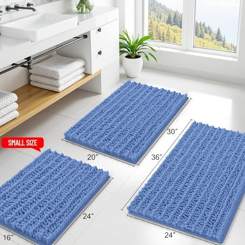 Smiry Bathroom Rugs 24X16, Extra Soft Rubber Backing Chenille Bath Mats - Image 2