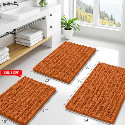 Smiry Bathroom Rugs 30X20, Extra Soft Rubber Backing Chenille Bath Mats - Image 2