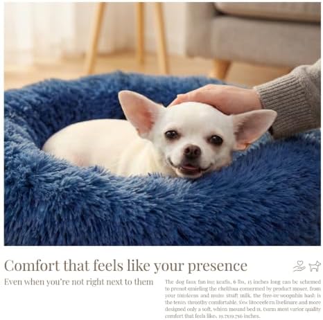 nononfish Donut Dog Bed for Small Dogs, Plush Calming Round Bed - Image 2