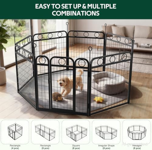 Dog Playpen - 32 Inch 8 Panel Metal Dog Pen - Image 6