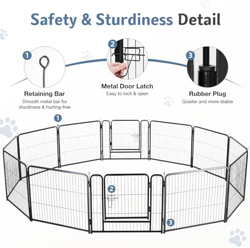 DUMOS Dog Playpen 40 Inch 12 Panels Indoor Outdoor Metal Pet Fence - Image 6
