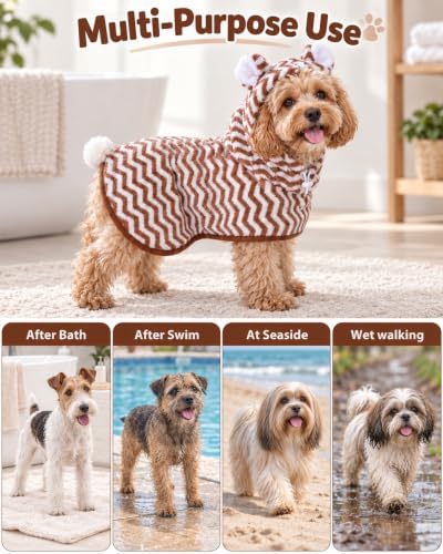 SHERCHPRY Dog Bathrobe Absorbent Microfiber Pet Drying Robe - Image 6