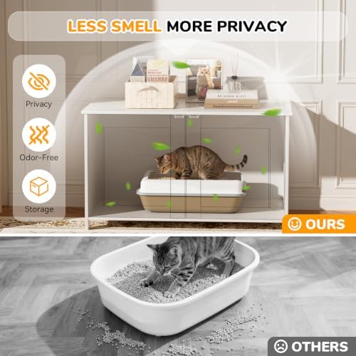 Extra Large Cat Litter Box Enclosure Furniture Dog Proof, Hidden Kitty Washroom - Image 3