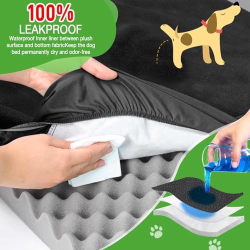 Dog Bed Covers Replacement Washable 100% Waterproof Soft Dog Bed Sheet Black 2 - Image 3