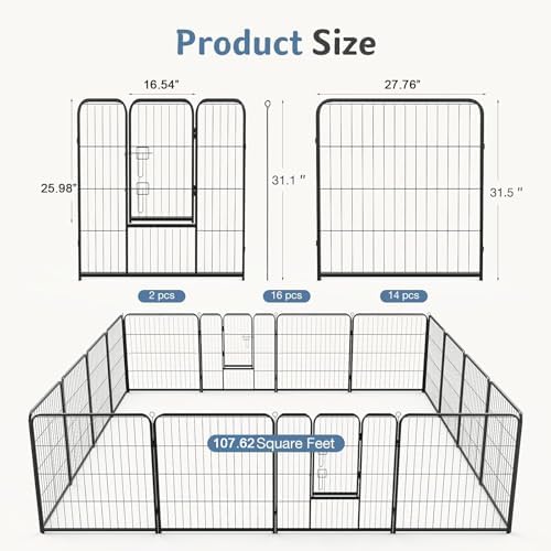 DUMOS Dog Playpen 32 Inch 16 Panels Indoor Outdoor Metal Pet Fence - Image 5