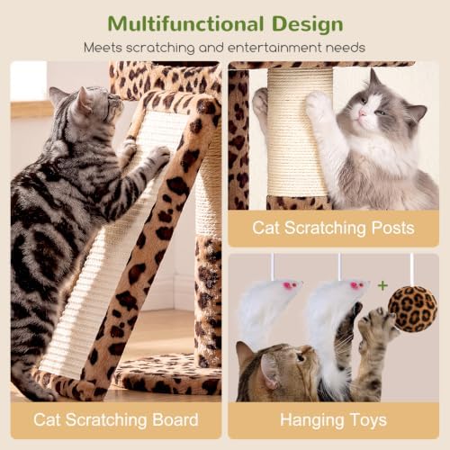 Globlazer 83inch Sturdy Multi-Level Tall Cat Tower, Leopard Print - Image 6