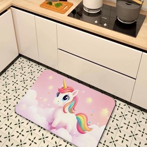 Cute Unicorn Bathroom Rugs, Non Slip Quick Dry Princess Pink Bath Mats - Image 7