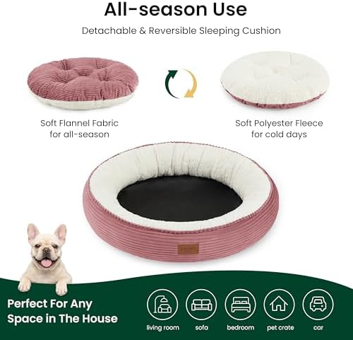 Love's cabin Round Donut Cat and Dog Cushion Bed, 30in Pet Bed - Image 3