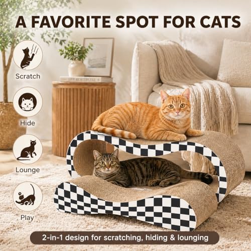 2 in 1 Large Cardboard Cat Scratcher Lounger, Cat Scratching Board - Image 5