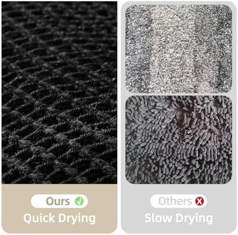 TYUU Black Waffle Runner Rug Bathroom, Long Boho Bath Mat - Image 6