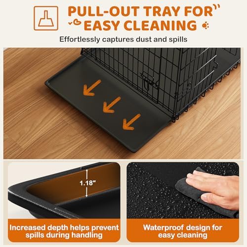 Yaheetech 48inch Double Door Dog Crate w/Divider, Collapsible Metal Kennel - Image 4