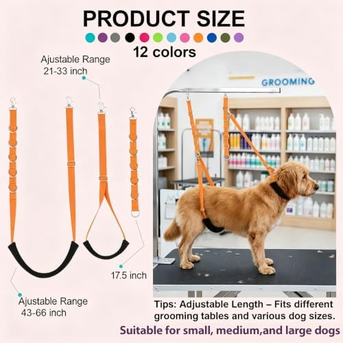 Dog Grooming Loops Supplies Pet Dog Grooming Belly Straps Belly Band Black Solf - Image 2