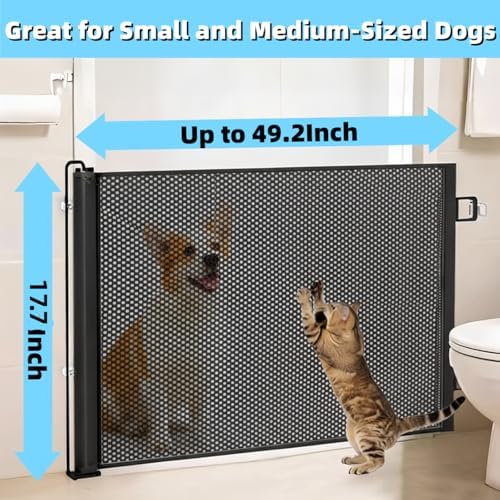 17 Inch Retractable Step‑Over Dog Gate, Adhesive Mount Pet Barrier - Image 6