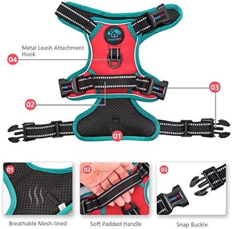 PHOEPET Reflective Dog Harness Large Breed Adjustable No Pull Vest - Image 3