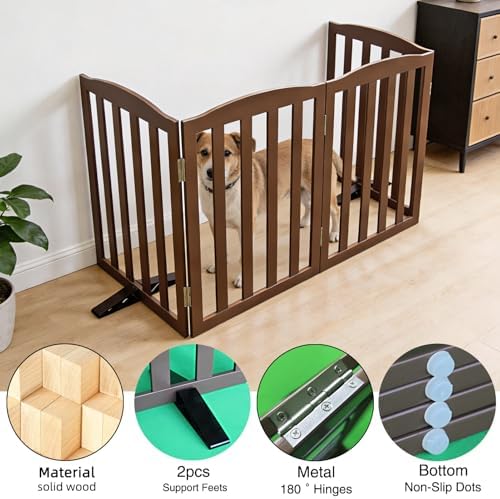 Freestanding Dog Gate Indoor, Doggie Gate Foldable Pet Gates - Image 5