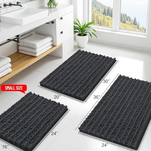 Smiry Bathroom Rugs 59X24, Extra Soft Rubber Backing Chenille Bath Mats - Image 2