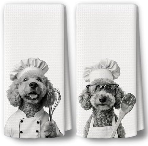 Dog Kitchen Towels Decor Set of 2 by BCUANGD