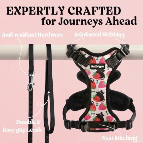 rabbitgoo Cat Harness and Leash Set, Escape Proof Vest, Berry Pounce - Image 7