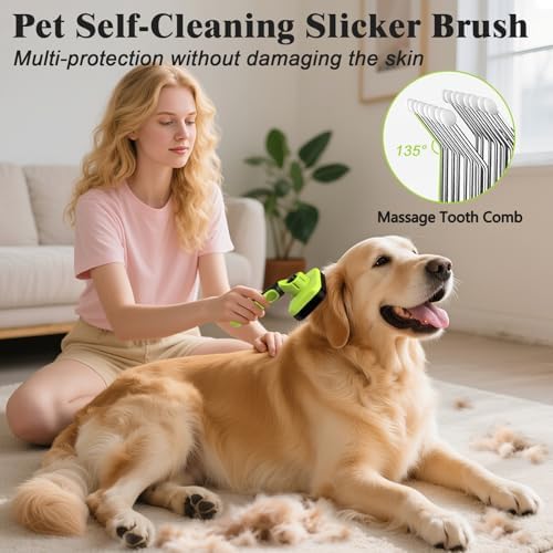 2PCS Self Cleaning Slicker Brush & Dog Comb - Image 2