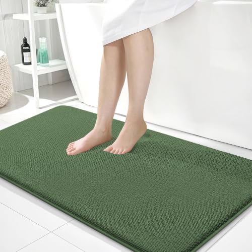 OLANLY Memory Foam Bathroom Runner Rugs 44x24, Long Bath Mats, Olive Green by OLANLY