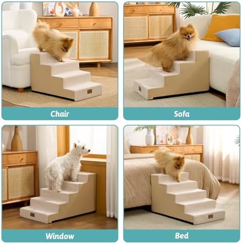 COZY KISS Dog Stairs for Small Dogs, 5 Step Pet Stairs for Beds & Couches - Image 6
