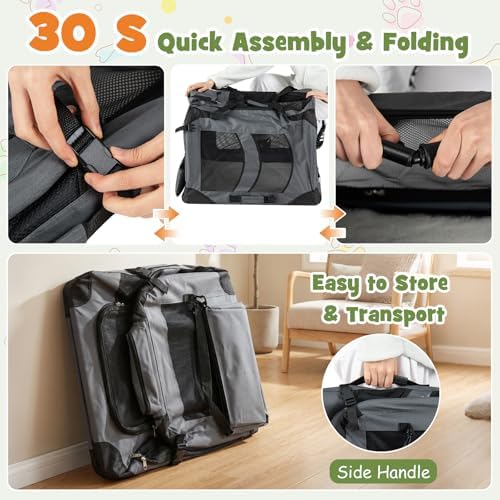 Giantex Collapsible Soft Dog Crate, 28 Inch Portable Travel Dog Kennel - Image 5