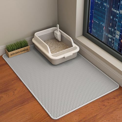 Cat Litter Mat, Double Layer Cat Litter Box Mat by HCY%26WLD