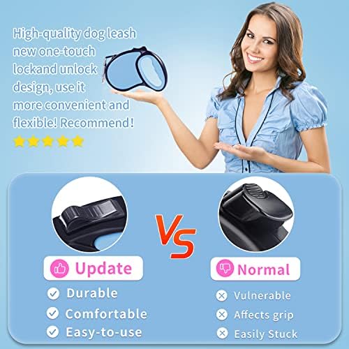 Retractable Dog Leash 16Ft/5M for Small Medium Dogs, Light Blue - Image 3