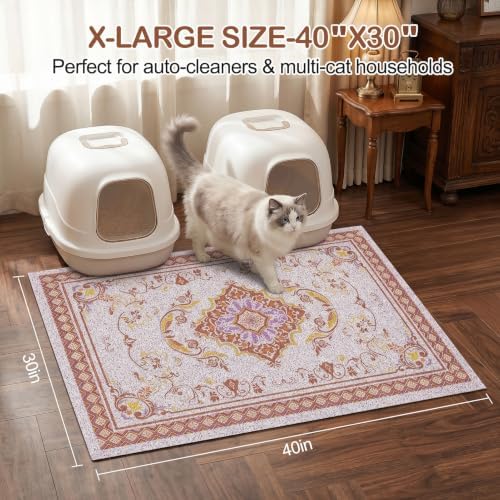 Glittme Cat Litter Mat with Non-Slip Bottom Litter Box Mat 40"X30" Litter - Image 6
