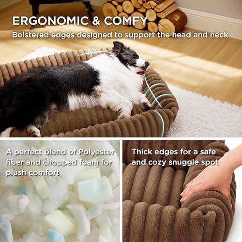 Bedsure ComfyFleece® Cute Dog Bed Medium Large Size Dog，30in Camel Brown - Image 2
