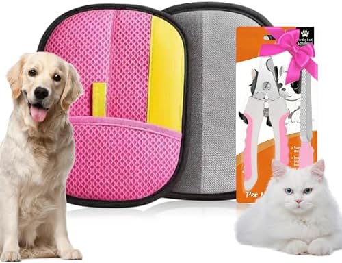 Pet Grooming Glove Set for Dogs & Cats – Premium Pet Hair Removal Glove by AstraVena