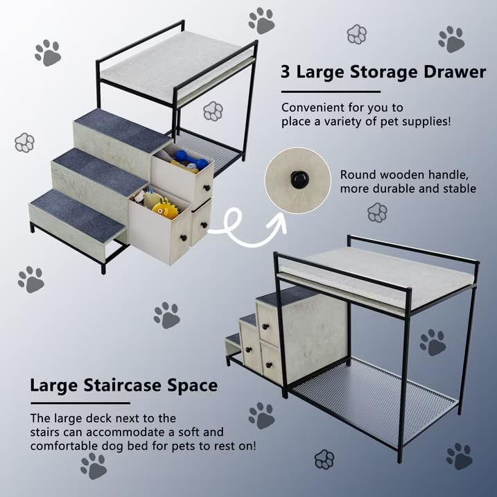 BOSSIN Pet Window Perch with Stairs and 3 Drawers Large Bunk Bed - Image 5