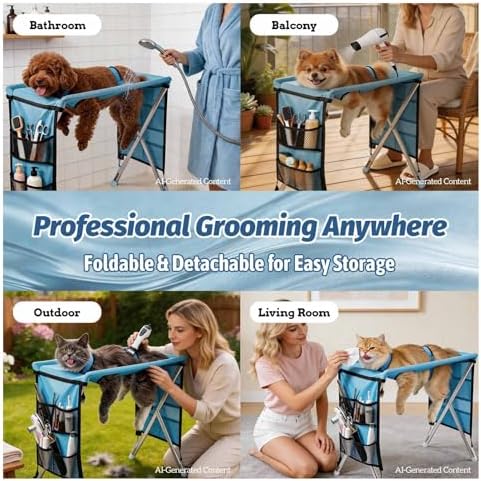 Foldable Dog Grooming Hammock & Stand, Stainless Steel Pet Grooming Table - Image 5