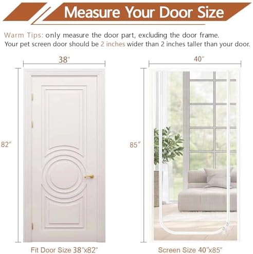 Dixutzi Reinforced Cat Screen Door Fits Door Size 38''x 82'', Heavy Duty Pets - Image 3