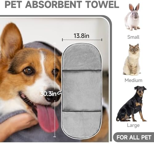 Dog Towels for Drying Dogs Small Medium Large, 2 Pack Dog Cat Drying Bath Towel - Image 3