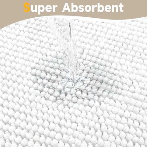 Ophanie White Bathroom Rugs 30x20, Soft Chenille Bath Mat, Non Slip Absorbent - Image 5