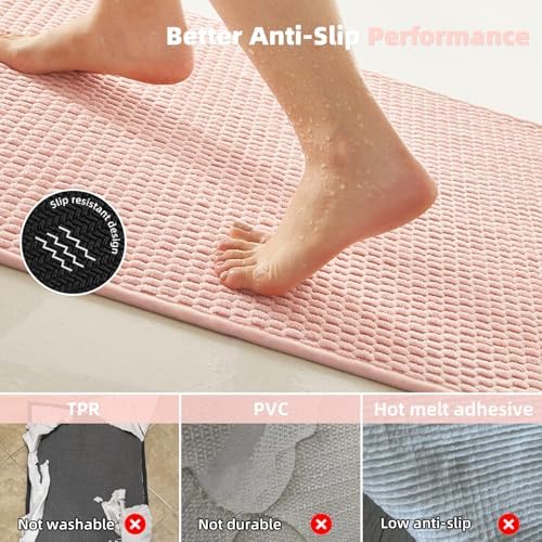 TYUU Bathroom Rugs Non Slip Washable, Super Absorbent Thin Bath Mat Quick Dry - Image 3