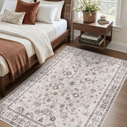 Washable Small 3x5 Area Rug for Entryway Bedroom Bedside Beige - Image 2