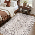 Washable 4x5 Rug for Entryway Non Slip Indoor Soft 5x4 Carpet Beige by NYZEL