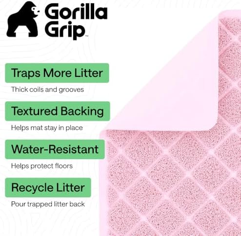 GORILLA GRIP Cat Litter Box Mat, Coiled Mesh Trapping Mats 47x35 Light Pink - Image 2