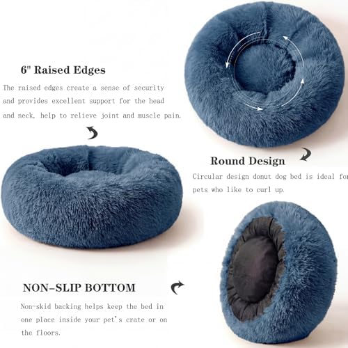 nononfish Donut Dog Bed for Small Dogs, Plush Calming Round Bed - Image 5