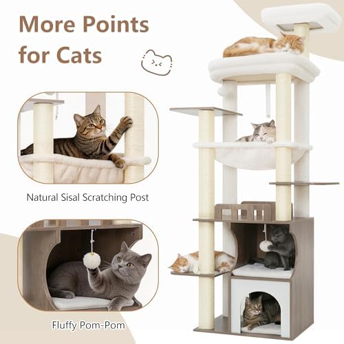Gitelsnour Modern Cat Tree Tower, 2-Layer Condo & Perch, Big Hammock 102SG - Image 5