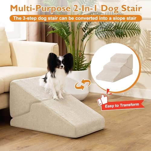 Ahpmeoa Dog Stairs for Small Dogs 16’’ H, 3-Step Dog Steps for Bed - Image 2